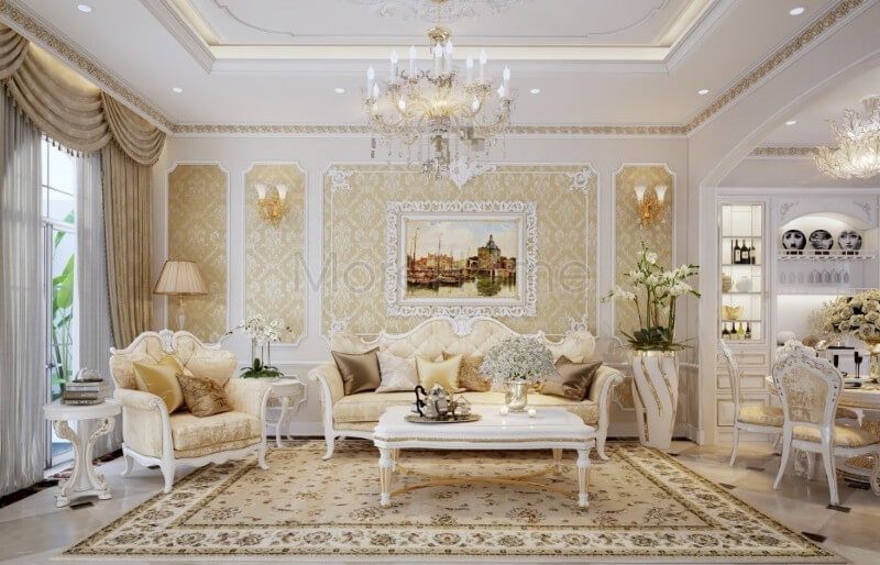 Mẫu sofa gỗ tự nhiên nhập khẩu phun sơn cao cấp, từng đường nét chạm khắc nhẹ nhàng trên tay vịn hay chân ghế đều trở nên vô cùng cuốn hút khó tả